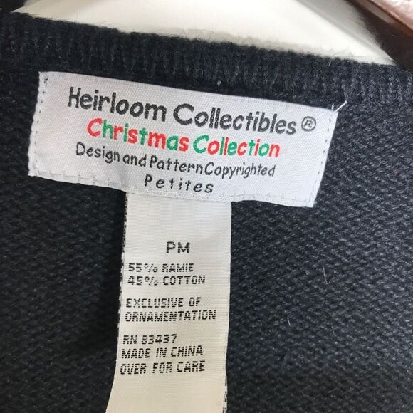 Heirloom Collectibles Christmas Sweater Bead Black Red Cardinals PM - Picture 3 of 6